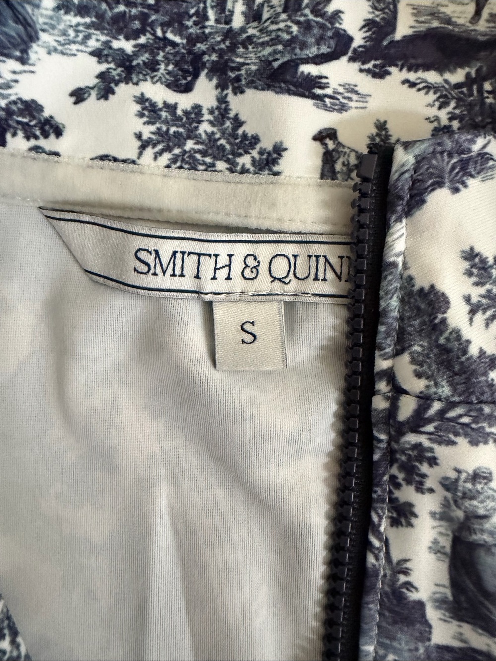 Smith & Quinn Quarter-Zip Pullover in Navy Toile Print - Picture 2 of 2